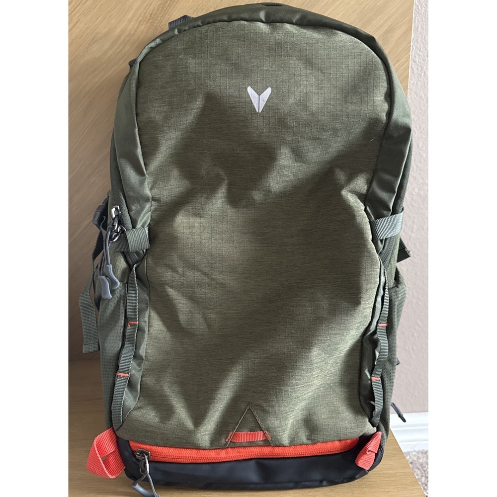 Bondka Backpack Olive Green Orange Trim Hiking Travel Commuter Daypack 17in